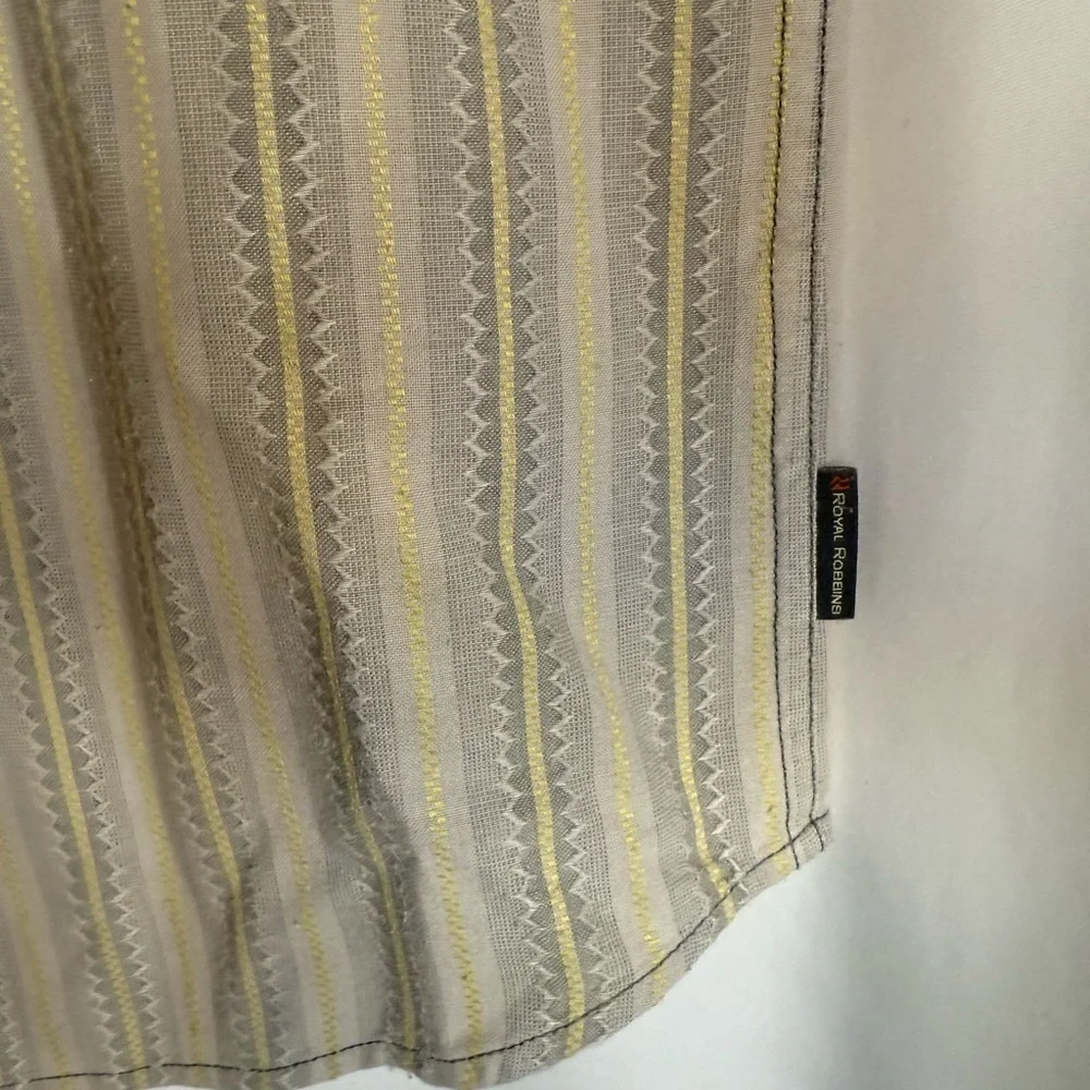 Royal Robbins Pearl Snap Shirt Mens Size Large Beige Striped Short Sleeve - Picture 2 of 6